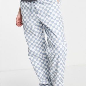 Vans Range Relaxed Chino Pants Ashley Blue Checkered Check Elastic Women’s